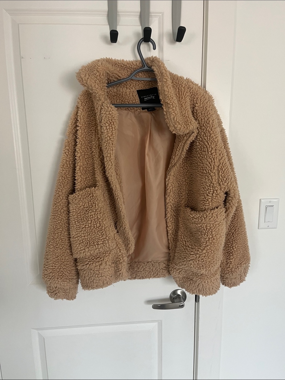 Streetwear Society Teddy Sherpa Jacket - Tan